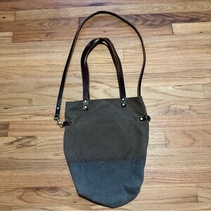 Ellie Jane waxed canvas Two-Tone Tote Bag leather double straps